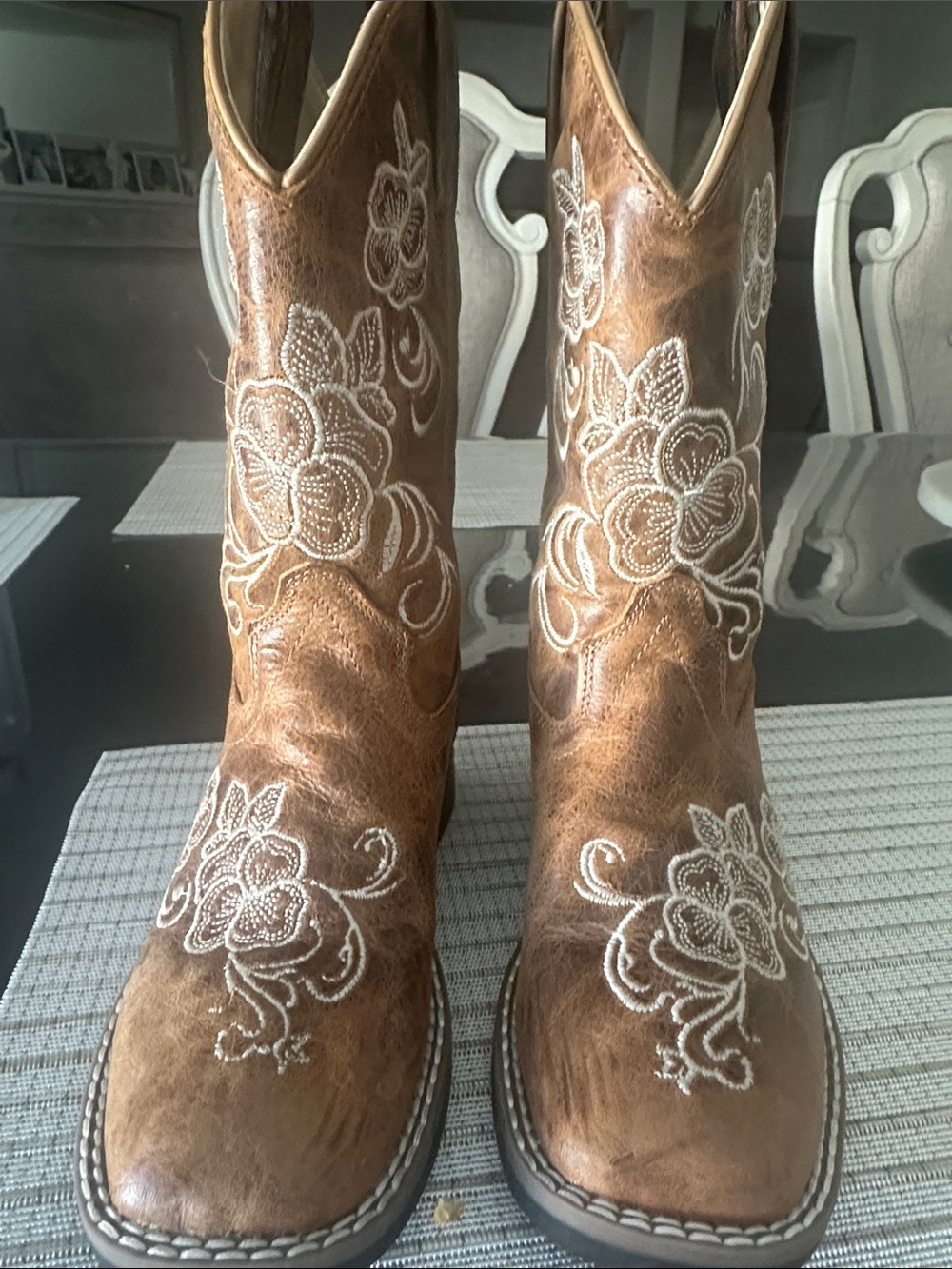 Shyanne Brown Kids Western Embroidered Boots